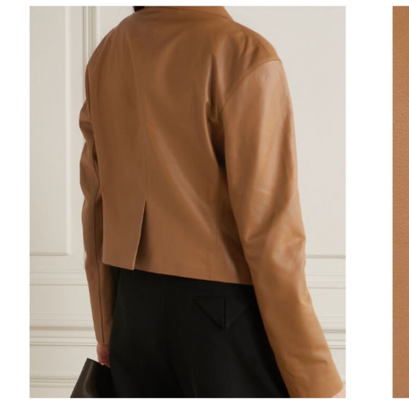 VINCE Lambskin Cropped Leather Jacket Womens Size 10 Butterscotch Soft Leather - Picture 3 of 6
